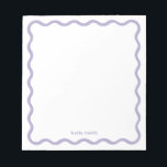 Retro Wavy Stylish Purple Personalised Stationery Notepad<br><div class="desc">A simple and stylish retro style wavy scallop border design with personalised notepad in purple and white with a retro style serif font.</div>