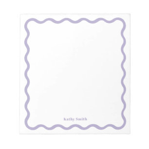 Retro Wavy Stylish Purple Personalised Stationery Notepad