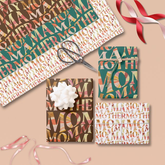 Retro Wavy Summer Sunset Vibes Mother's Day Wrapping Paper Sheet (Creator Uploaded)