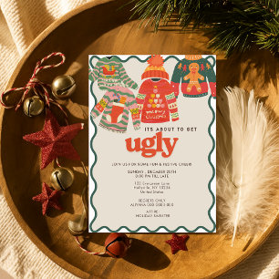 Retro Wavy Ugly Sweater Christmas Holiday Party Invitation