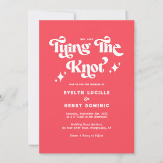 Retro We are Tying the knot Red Wedding Invitation