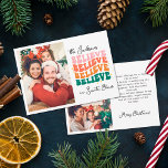Retro we believe in Santa Claus Christmas family Holiday Card<br><div class="desc">Spread joy,  love,  and a sprinkle of holiday cheer and bring a jolly vintage vibe to your nearest and dearest with this retro Christmas card. Customise it with three of your favourite family photos that capture the magic of the season.</div>