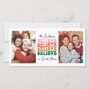 Retro we believe in Santa Claus Christmas family Holiday Card