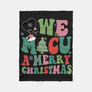 Retro We Micu A Merry Christmas Medical Icu Rn Aid Fleece Blanket