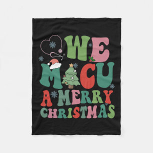 Retro we micu a merry christmas medical icu rn aid fleece blanket