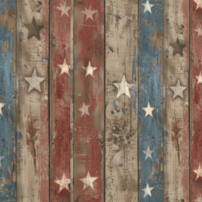 Retro Weathered Faded Stars & Stripes Wood Panel Wallpaper (Seam)