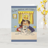 Retro Wedding Anniversary Greeting Card (Yellow Flower)