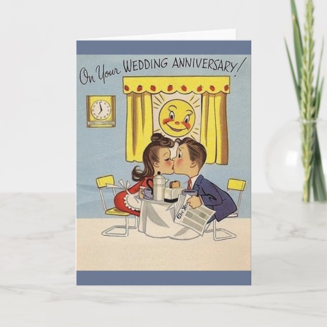 Retro Wedding Anniversary Greeting Card (Front)