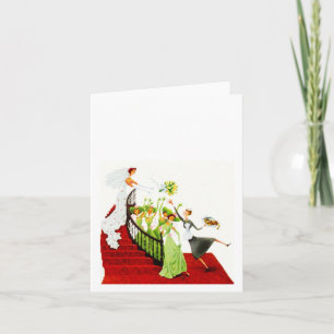 Retro Wedding Bouquet Toss Blank Bridal Note Card