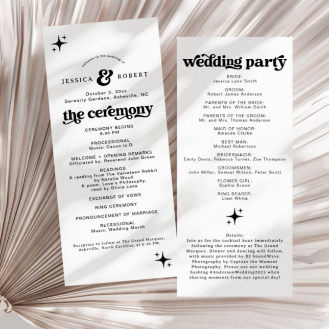 Retro Wedding Ceremony Program Order Of Events (Creator Uploaded)