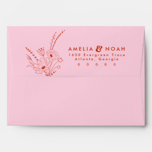 Retro Wedding Floral Return Address Envelope
