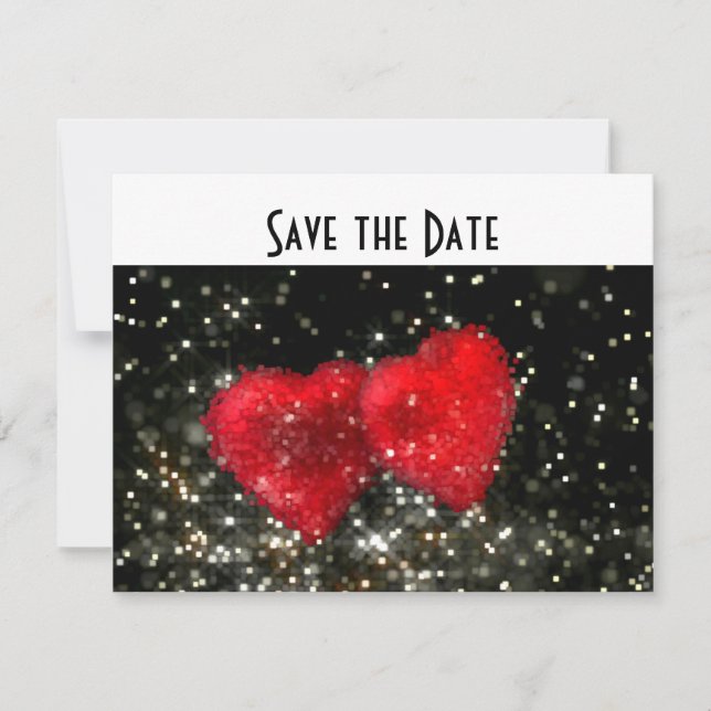 Retro Wedding Hearts Glitter  / House-of-Grosch Save The Date (Front)