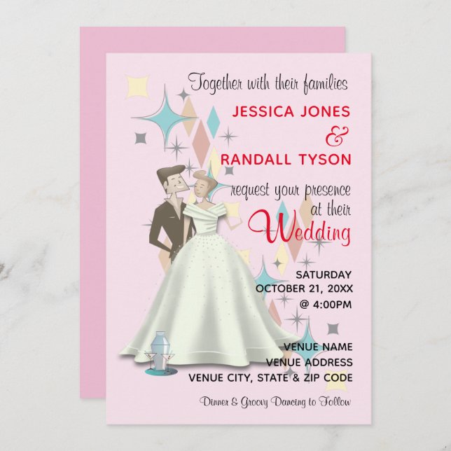 Retro Wedding Invitation Card 5"x7" (Front/Back)