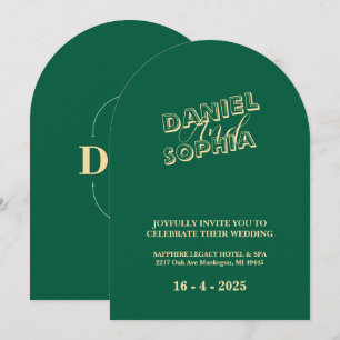 Retro wedding invitation card green