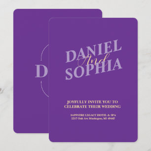 Retro wedding invitation card purple