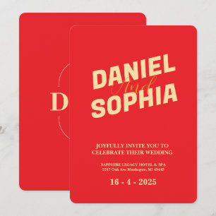 Retro wedding invitation card Red