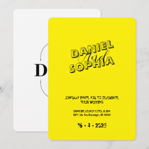 Retro wedding invitation card yellow