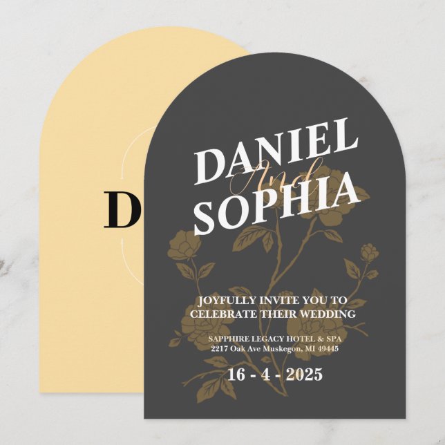 Retro wedding invitation Flowers  (Front/Back)