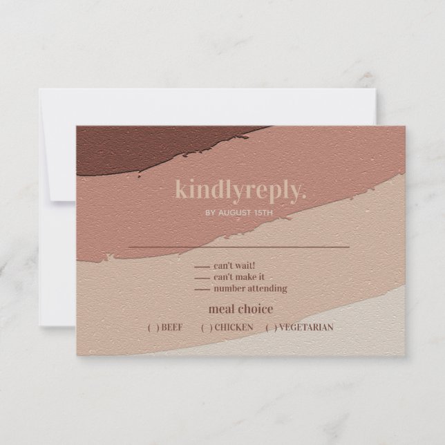 Retro Wedding Minimalist Rust Dusty Rose RSVP Card (Front)
