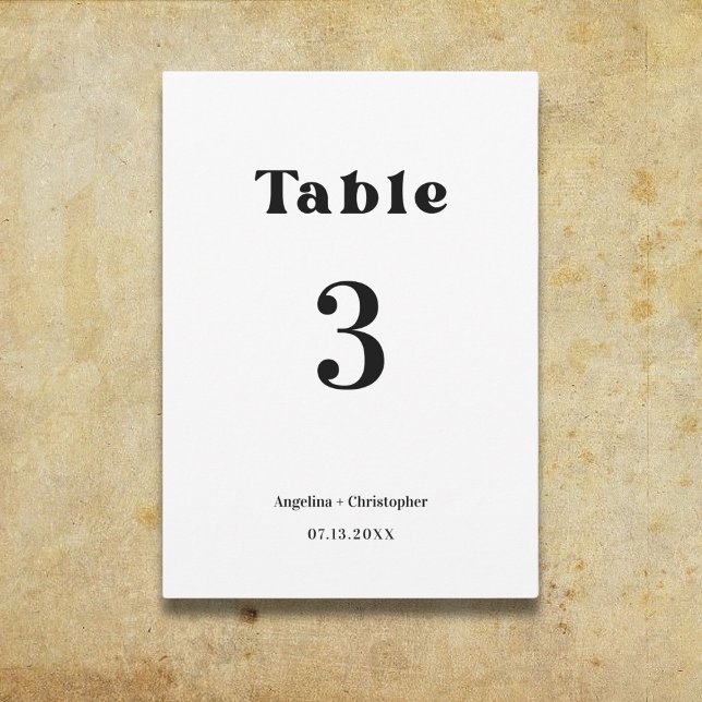 Retro Wedding Minimalist Script Table Number (Creator Uploaded)
