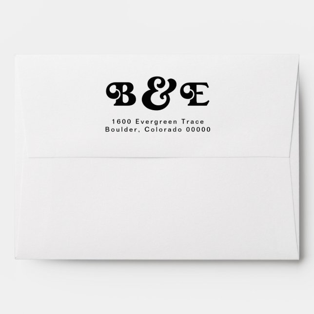 Retro Wedding Monogram Pre Addressed Envelope (Back (Top Flap))
