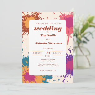 Retro Wedding Multicolor Drops Fresh Grafitti Mode Invitation