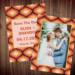 Retro Wedding Photo 70's Save the Date  Invitation
