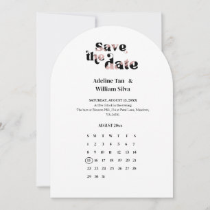 Retro Wedding Save the Date Calendar   70s themed Invitation