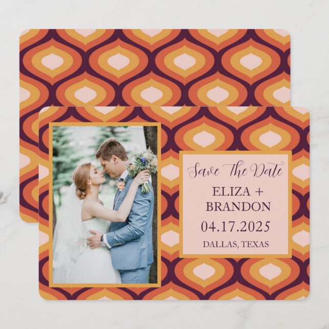 Retro Wedding Save the Date Photo   (Front/Back)