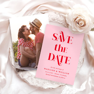 Retro Wedding Save The Date Photo Invitation