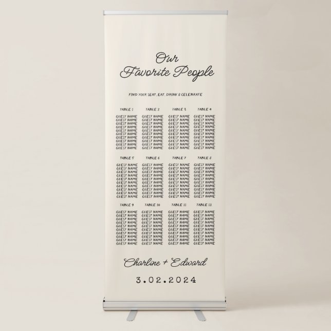 Retro Wedding Seating Retractable Banner (Front)