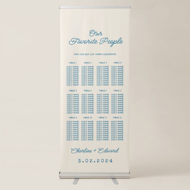 Retro Wedding Seating Retractable Banner (Front)
