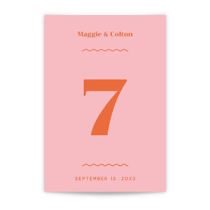 Retro Wedding Table Number