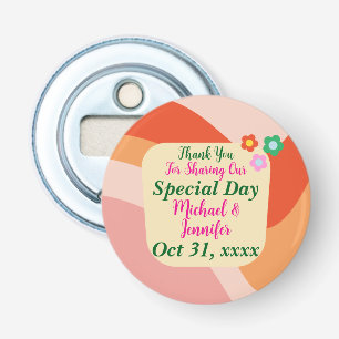 Retro Wedding Thank You Party Favour Bottle Opener
