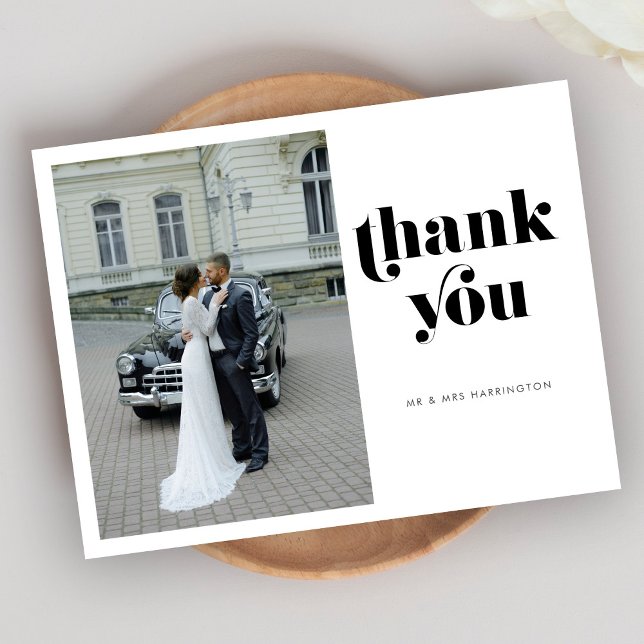 Retro Wedding Thank You Photo Postcard (Creator Uploaded)
