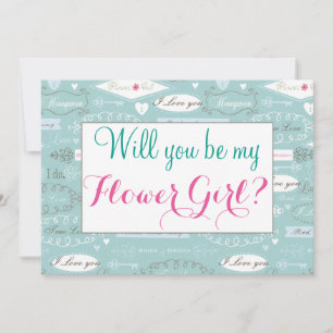 Retro Wedding Will You Be Flower Girl Invitation