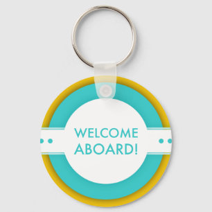 retro welcome aboard key ring