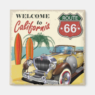 Retro "Welcome to California" Route 66 poster, Magnet