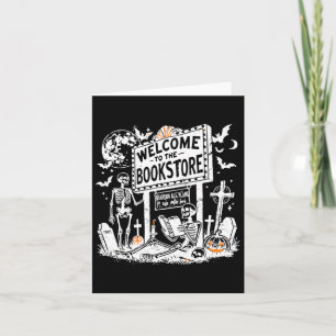 Retro Welcome To The Bookstore Skeleton Teacher Ha Card