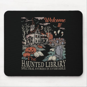 Retro Welcome To The Haunted Library Book Lovers H Mouse Mat