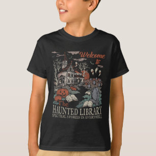 Retro Welcome To The Haunted Library Book Lovers H T-Shirt