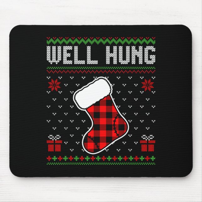 Retro Well Hung Ugly Christmas Sweater Couples Mat Mouse Mat (Front)