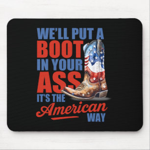 Retro We'll Put A Boot Western Cowgirl Usa Flag 4t Mouse Mat