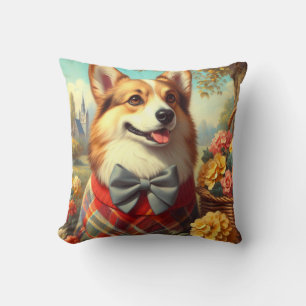 Retro Welsh Corgi Cardigan Painting Cushion