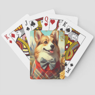 Retro Welsh Corgi Cardigan Painting Playing Cards