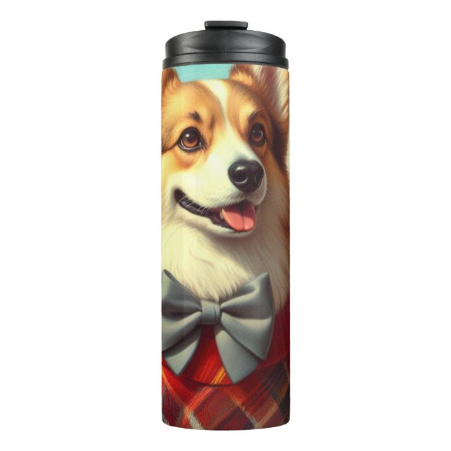 Retro Welsh Corgi Cardigan Painting Thermal Tumbler (Front)