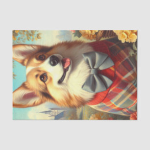 Retro Welsh Corgi Cardigan Painting Tissue Paper