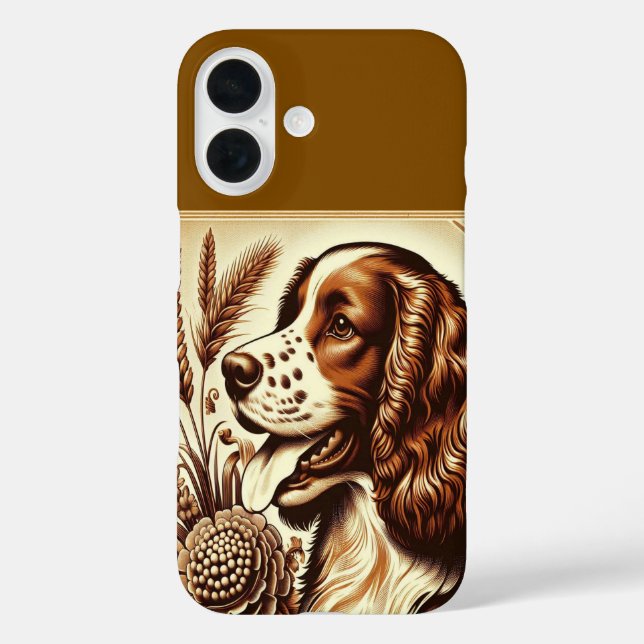 Retro Welsh Springer Spaniel Brown White Art Case-Mate iPhone Case (Back)