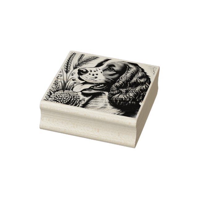 Retro Welsh Springer Spaniel Brown White Art Rubber Stamp (Stamp)