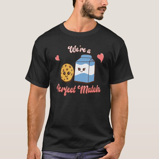 Retro We're A Perfect Match Valentines Chip Cookie T-Shirt (Front)